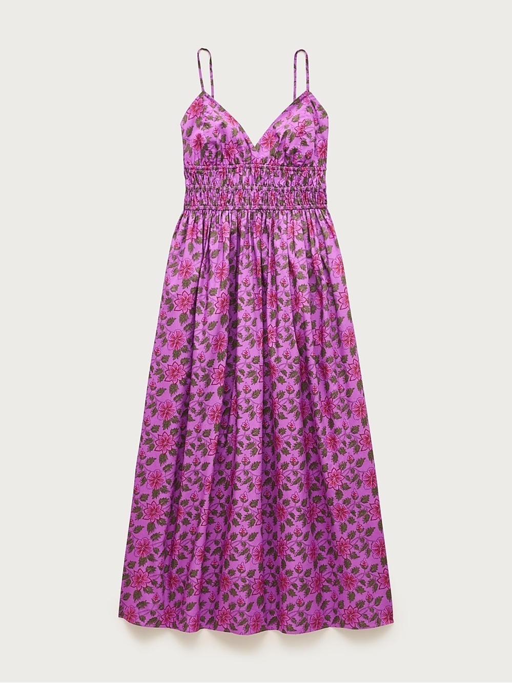 J crew Smocked-waist V-neck dress in iris floral